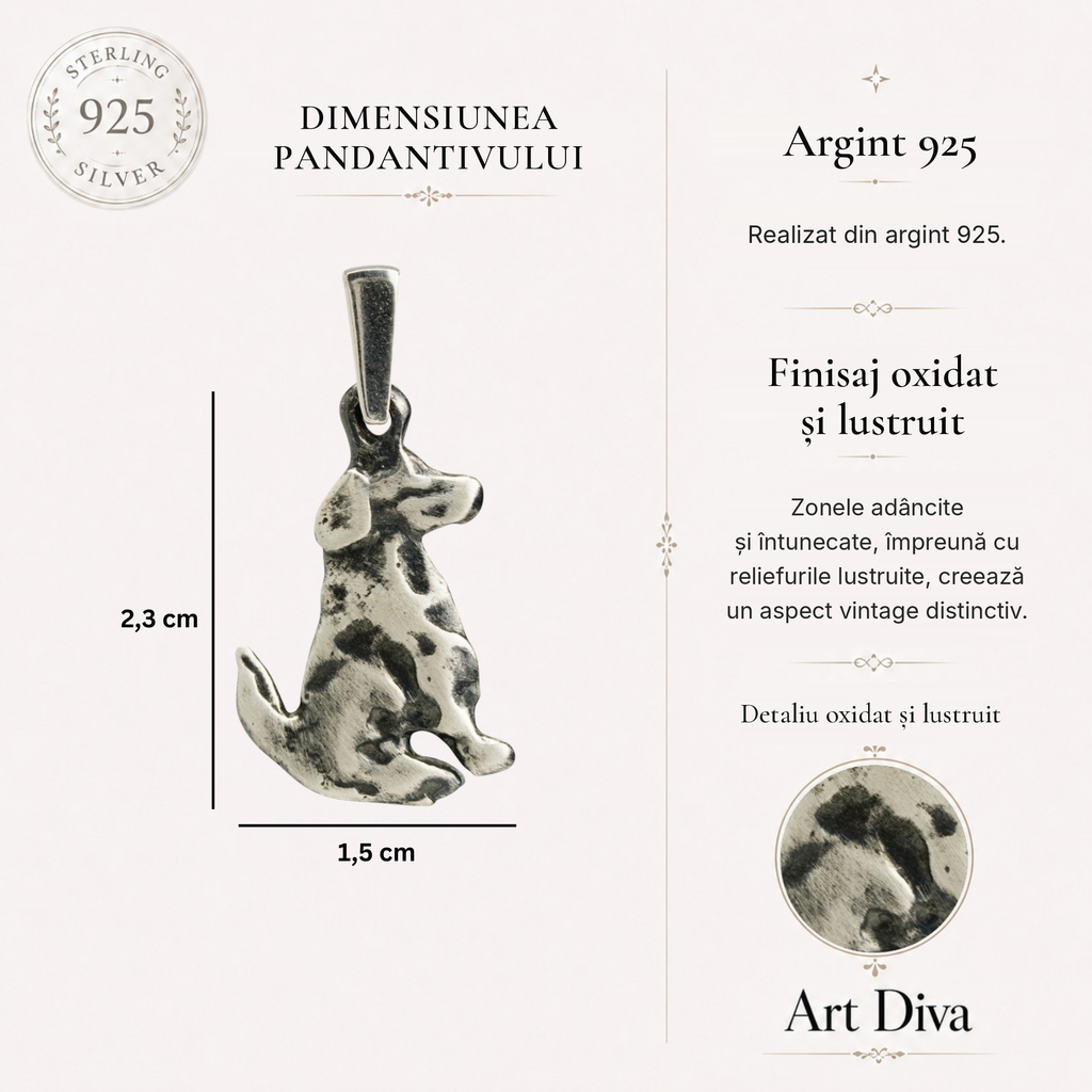 Pandantiv Câine din argint 925 | Simbol al prieteniei și al loialității | Art Diva