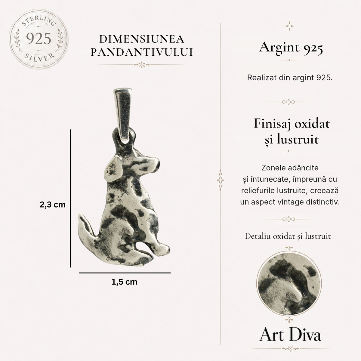 Pandantiv Câine din argint 925 | Simbol al prieteniei și al loialității | Art Diva