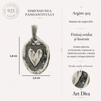 Pandantiv „Inimă rustică” din argint 925, realizat manual – talisman pentru iubire și apropiere sufletească, bijuterie sculpturală în stil boho și rustic | Art Diva