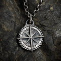Pandantiv busolă cu roza vânturilor din argint 925, talisman handmade de orientare și protecție boho rustic, Art Diva