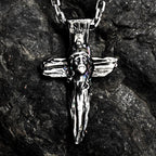 Pandantiv cruce cu Isus Hristos din argint sterling 925 – simbol al credinței și protecției, handmade, Art Diva