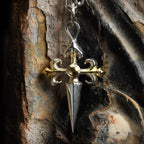 Pandantiv cruce ornamentală din argint 925 cu accente aurii, talisman handmade de forță și protecție boho rustic, Art Diva