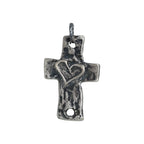 Pandantiv „Cruce mare și masivă pentru bărbați cu inimă” din argint 925 – talisman pentru forță, credință și protecție | Bijuterie boho, rustică și sculpturală | Art Diva