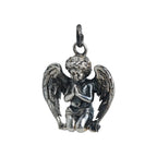 Pandantiv „Înger în rugăciune” din argint 925 cu finisaj oxidat – talisman pentru credință și lumină, amuletă de protecție pentru pace interioară, bijuterie sculpturală în stil boho și rustic | Art Diva