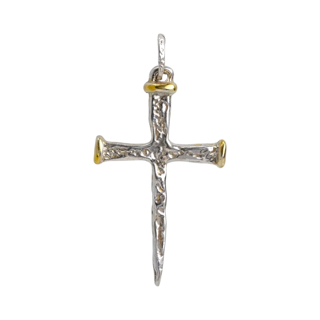 Pandantiv cruce pentru bărbați din argint 925 cu accente aurii – design boho și rustic | Art Diva