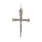Pandantiv cruce pentru bărbați din argint 925 cu accente aurii – design boho și rustic | Art Diva