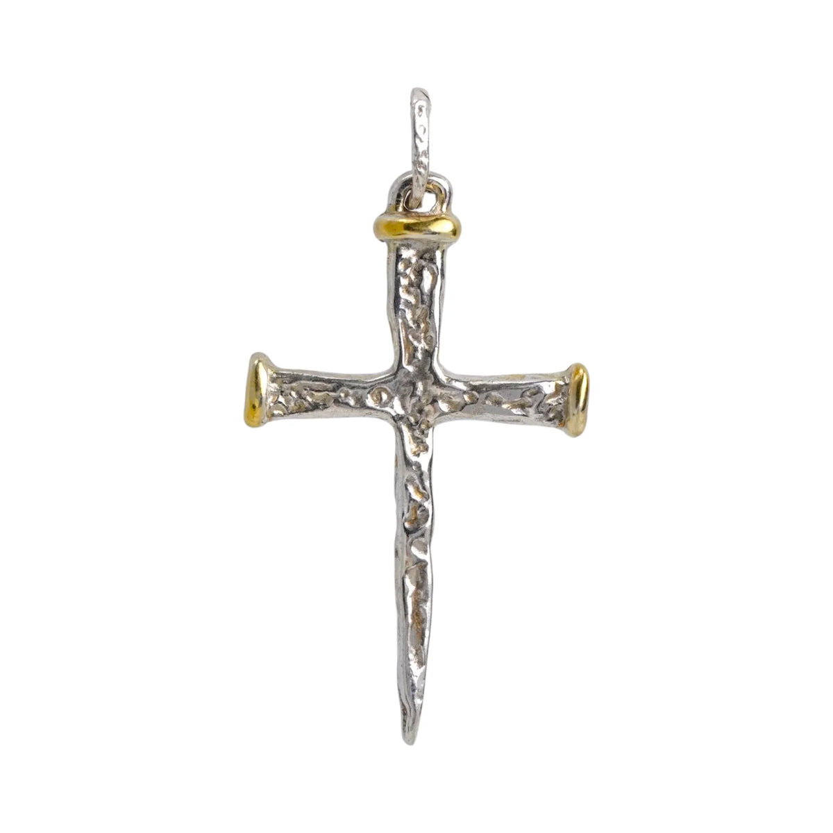Pandantiv cruce pentru bărbați din argint 925 cu accente aurii – design boho și rustic | Art Diva