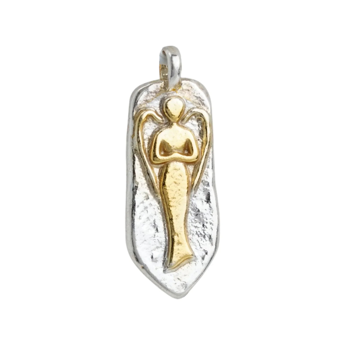 Pandantiv „Înger păzitor” din argint 925 cu accente aurii – talisman sculptural lustruit manual pentru protecție și lumină | Art Diva