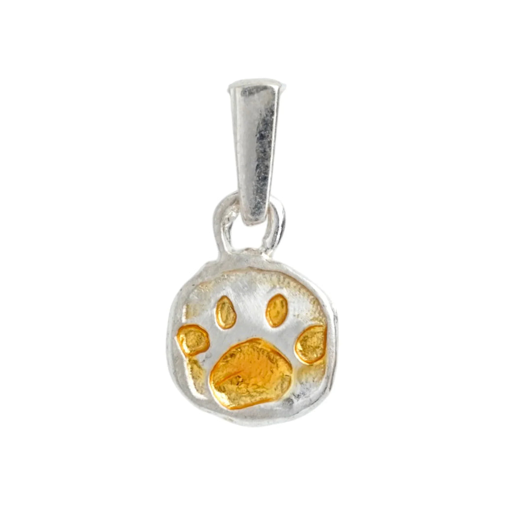 Pandantiv „Lăbuță” din argint 925 cu accente aurii – talisman boho handmade pentru dragostea față de animale, cadou pentru iubitorii de câini sau pisici | Art Diva