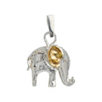 Pandantiv „Elefant Mic” din argint 925 cu accente aurii – simbol al norocului, al înțelepciunii și al protecției, bijuterie sculpturală în stil boho și rustic | Art Diva