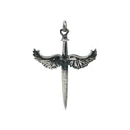 Pandantiv „Sabie cu Aripi de Înger” pentru bărbați din argint 925 – talisman realizat manual pentru forță și protecție, bijuterie sculpturală boho și rustică | Art Diva