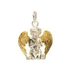 Pandantiv „Înger în Rugăciune” pentru bărbați din argint 925 cu aripi aurii – talisman handmade pentru credință, protecție și forță interioară | Art Diva