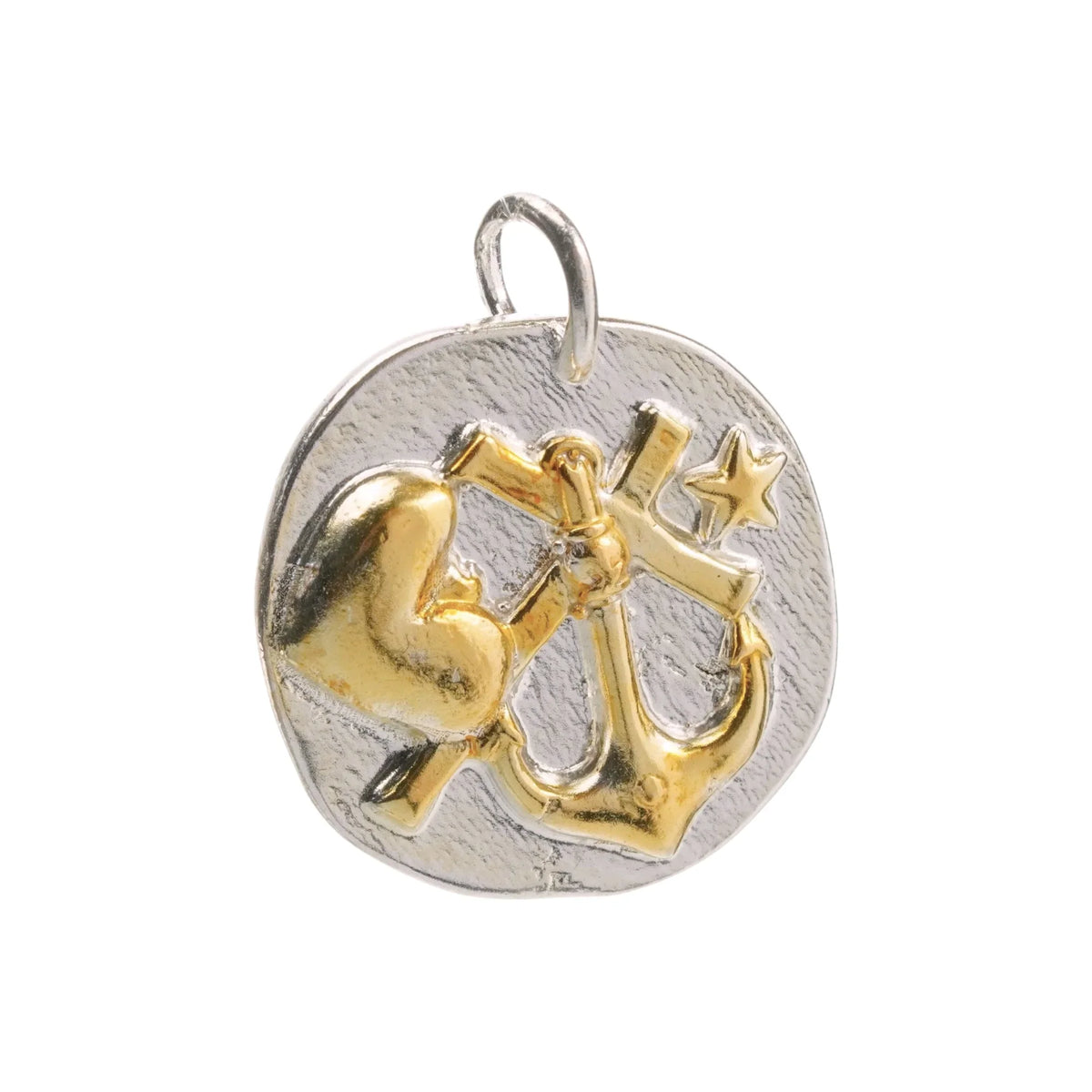 Pandantiv „Credință, Iubire și Speranță” din argint 925 cu accente aurii – talisman maritim, bijuterie sculpturală în stil boho și rustic | Art Diva