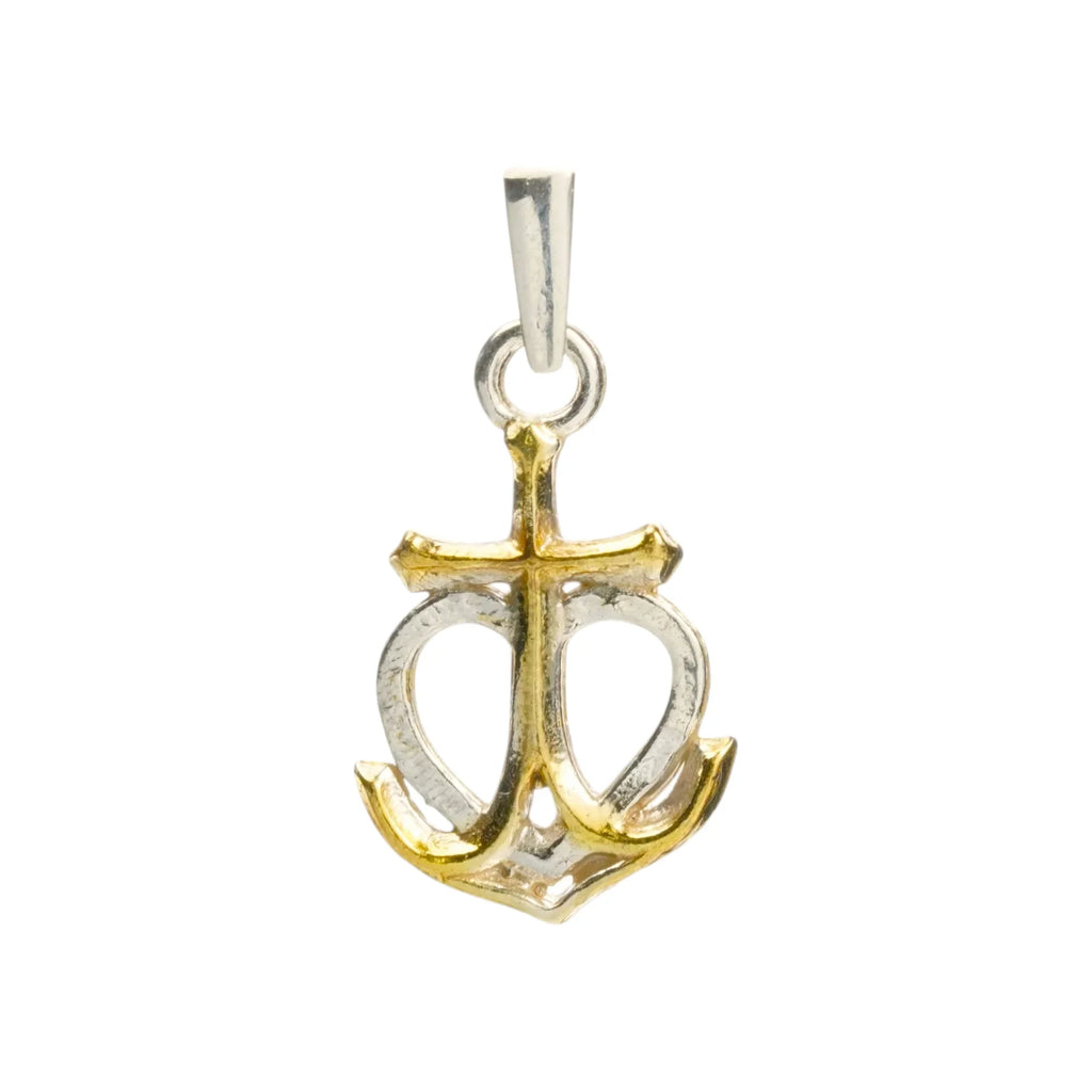 Pandantiv „Credință • Speranță • Iubire” din argint 925 cu accente aurii – talisman maritim, bijuterie sculpturală în stil boho | Art Diva