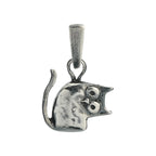 Pandantiv „Pisana” cu pisică din argint 925 oxidat pentru iubitorii de pisici, bijuterie sculpturală în stil boho și rustic | Art Diva