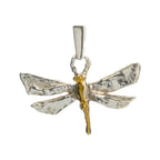 Pandantiv „Libelulă” din argint 925 cu accente aurii – talisman boho realizat manual pentru schimbare și creștere spirituală, bijuterie sculpturală și cadou pentru mamă, fiică sau prietenă | Art Diva