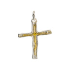Pandantiv „Cruce cu Linie de Foc” din argint 925 – simbol al credinței și al forței, bijuterie sculpturală în stil boho și rustic | Art Diva