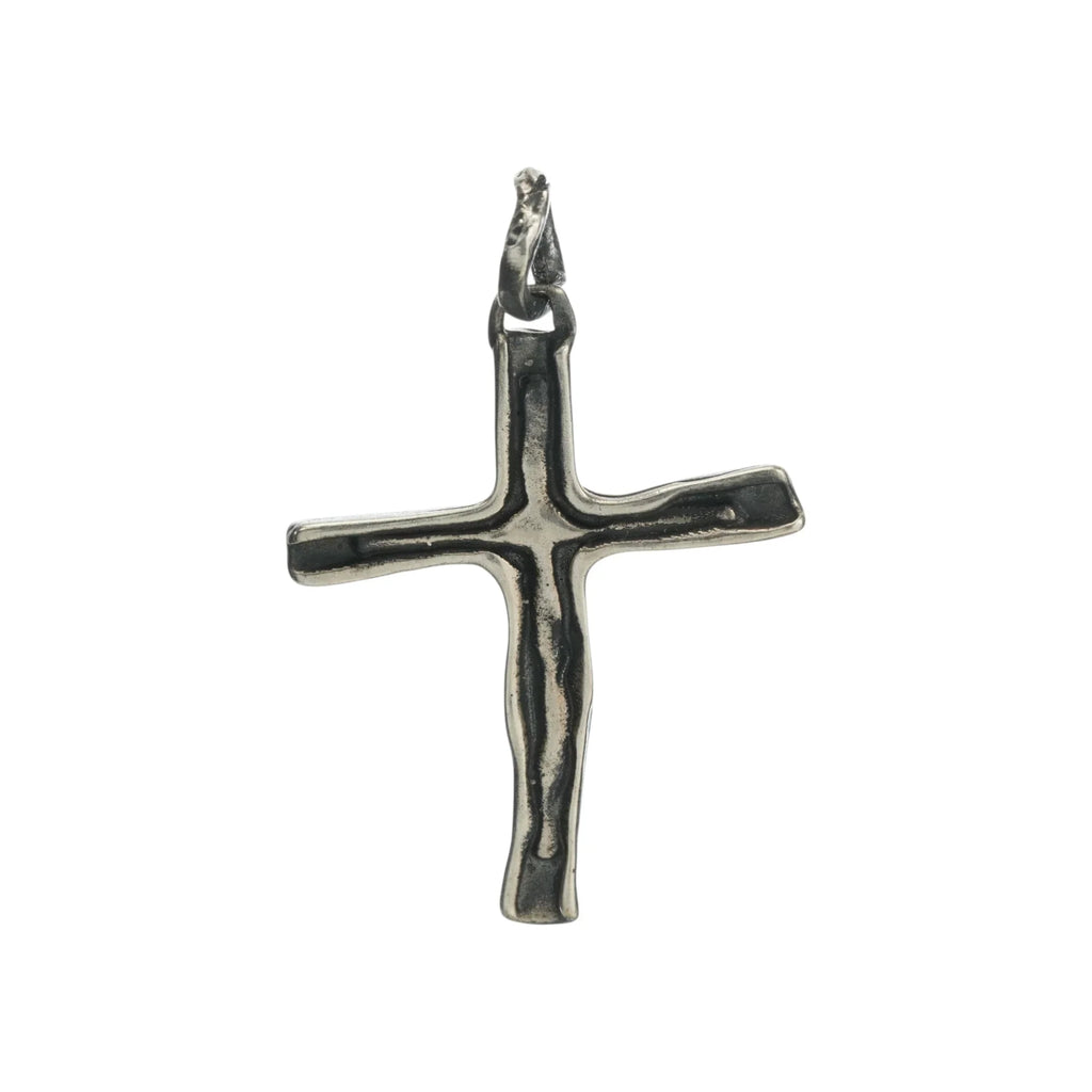 Pandantiv cruce pentru femei din argint 925 – realizat manual, cu suprafață oxidată în stil boho rustic | Art Diva