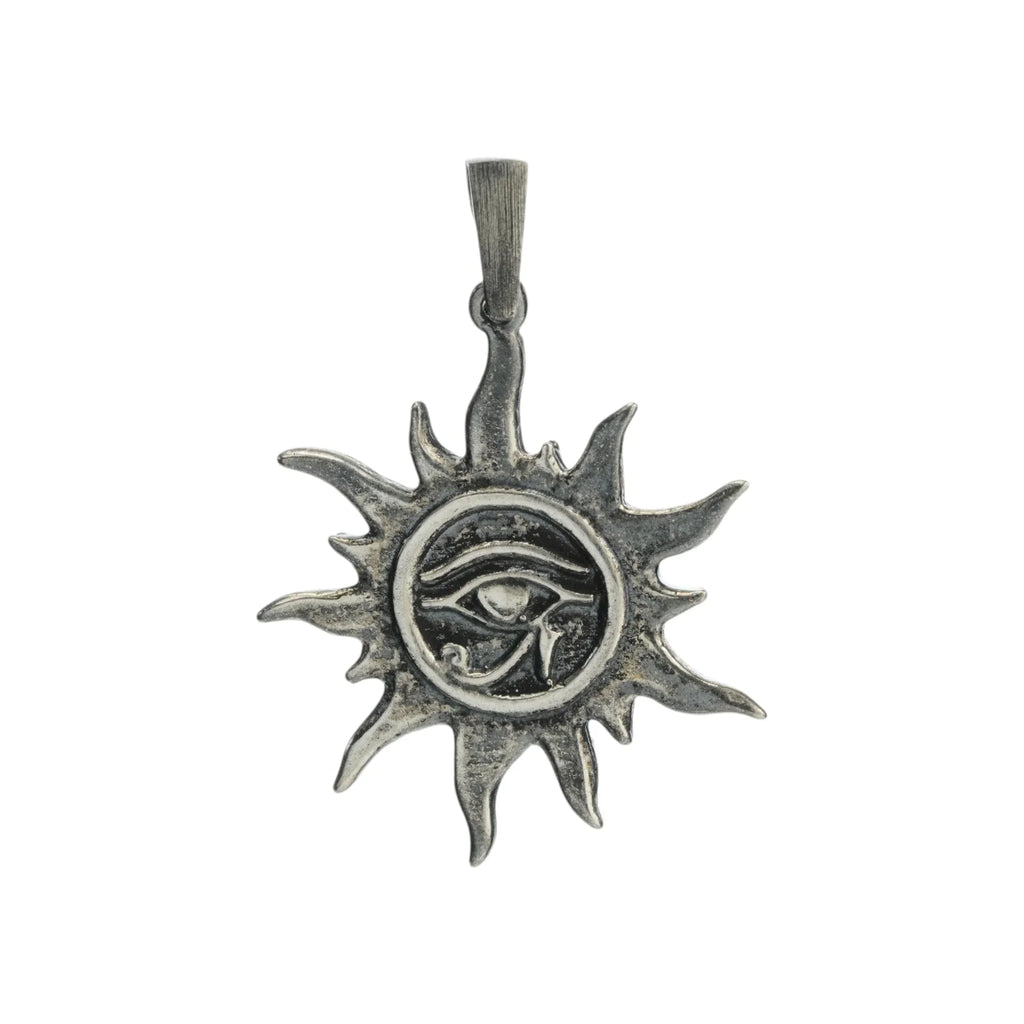 Pandantiv „Ochiul lui Ra – Talisman solar” din argint 925 – bijuterie sculpturală oxidată în stil boho-rustic | Art Diva
