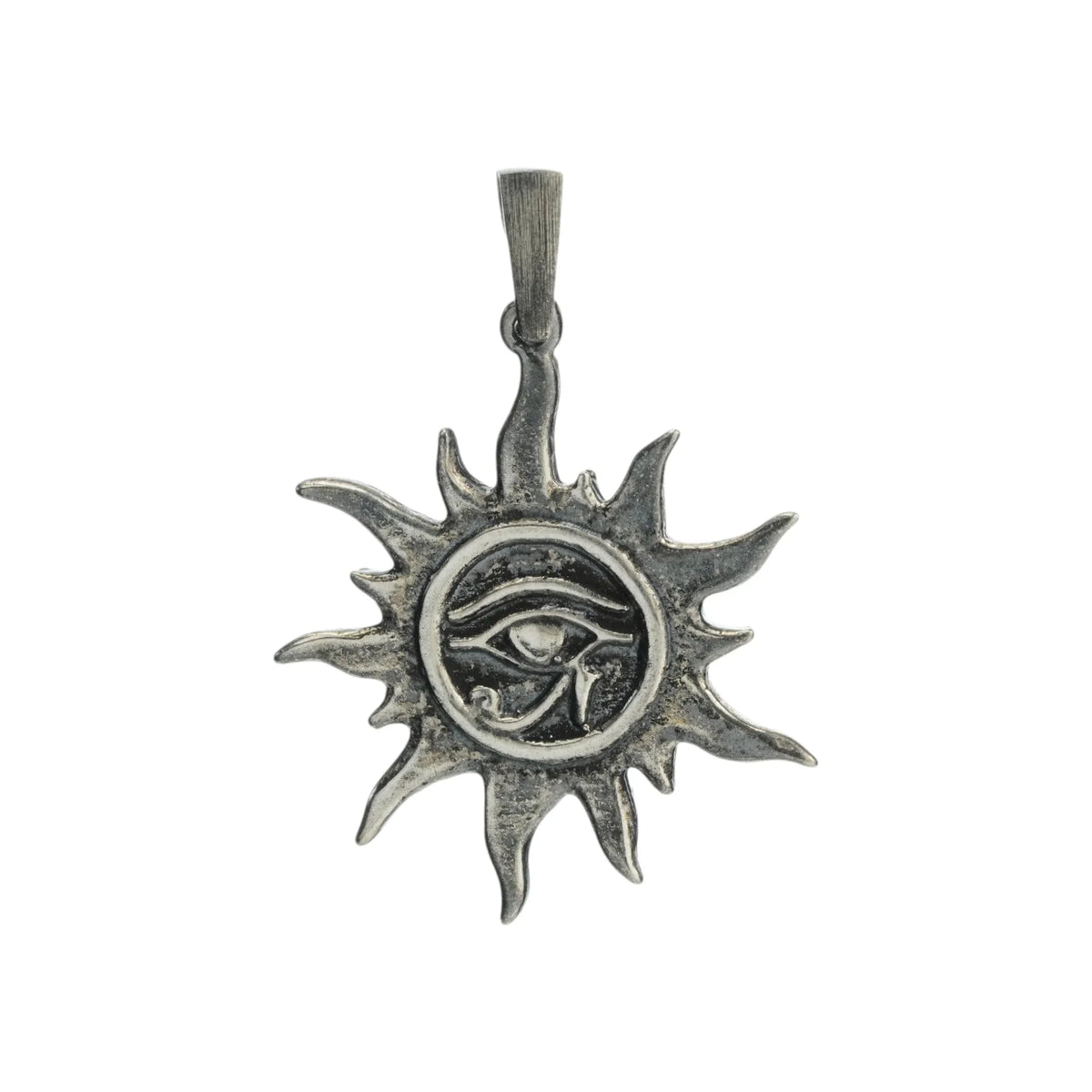 Pandantiv „Ochiul lui Ra – Talisman solar” din argint 925 – bijuterie sculpturală oxidată în stil boho-rustic | Art Diva