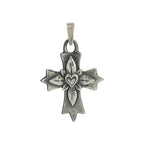 Pandantiv „Cruce cu inimă” din argint 925 – simbol al iubirii și al credinței, bijuterie sculpturală oxidată în stil boho și rustic | Art Diva