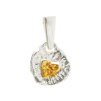 Pandantiv „Inimă aurie Love” din argint 925 cu accente aurii – amuletă handmade pentru iubire și lumină, bijuterie sculpturală în stil boho și rustic | Art Diva
