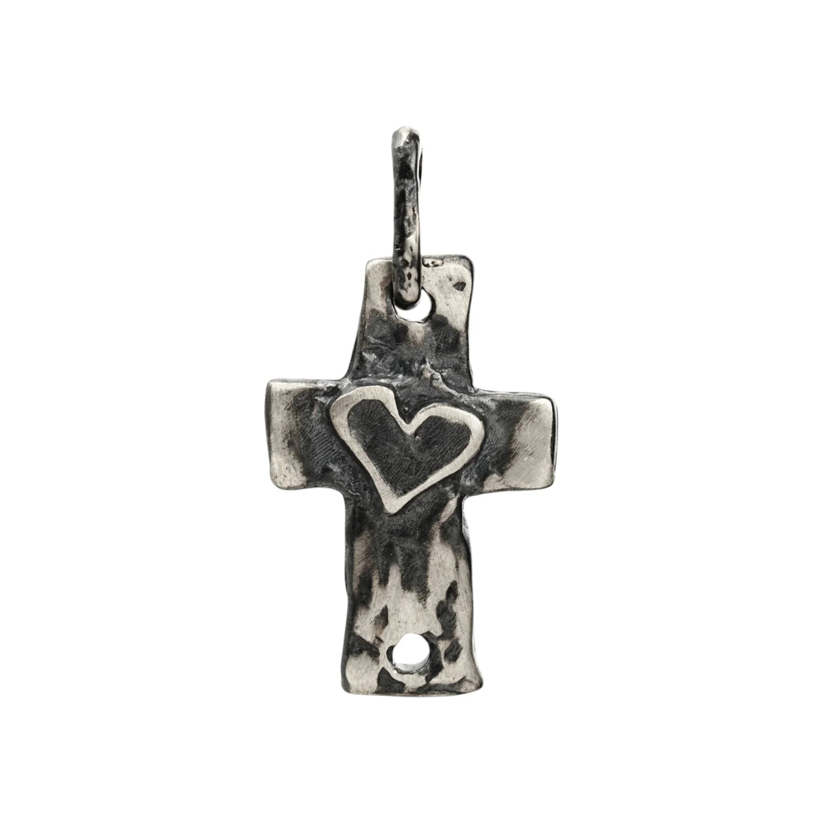 Pandantiv „Cruce cu inimă” din argint 925 – talisman boho al credinței și al iubirii, bijuterie sculpturală și cadou pentru mamă, fiică sau prietenă | Art Diva