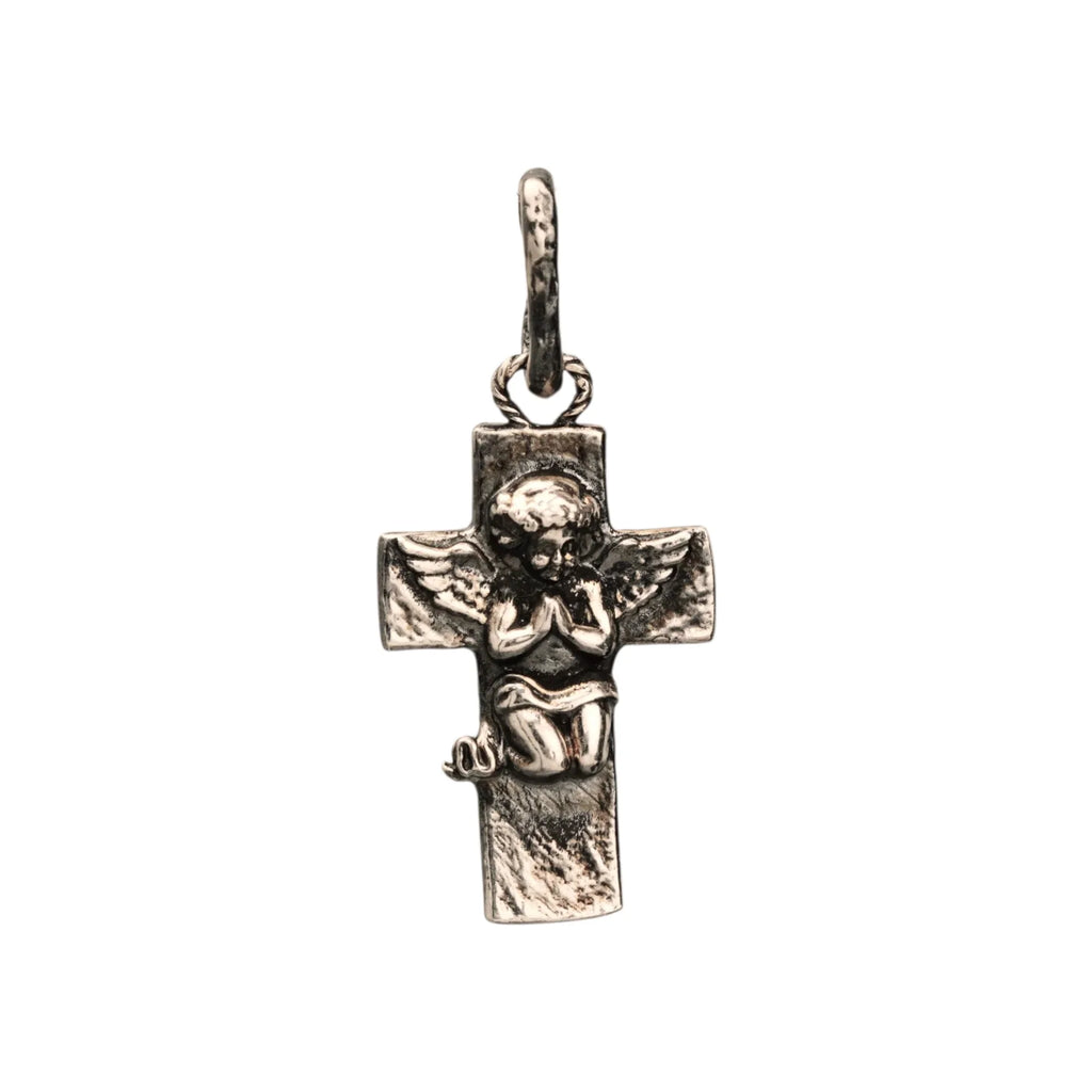 Pandantiv „Rugăciunea Îngerului” din argint 925 – talisman realizat manual pentru credință și protecție spirituală, bijuterie sculpturală boho și rustică | Art Diva