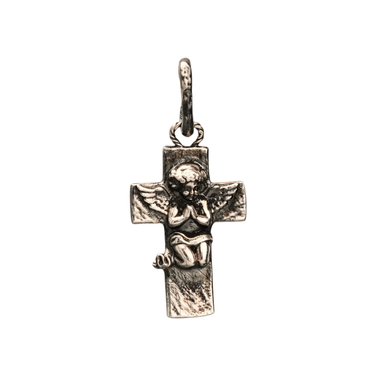 Pandantiv „Rugăciunea Îngerului” din argint 925 – talisman realizat manual pentru credință și protecție spirituală, bijuterie sculpturală boho și rustică | Art Diva