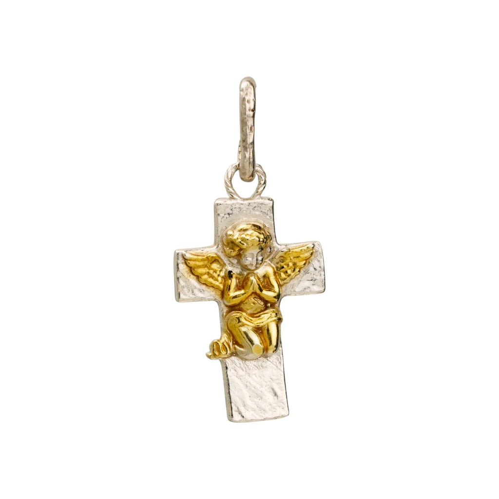 Pandantiv „Rugăciunea Îngerului” din argint 925 cu accente aurii – talisman al credinței și al protecției spirituale, bijuterie sculpturală în stil boho | Art Diva