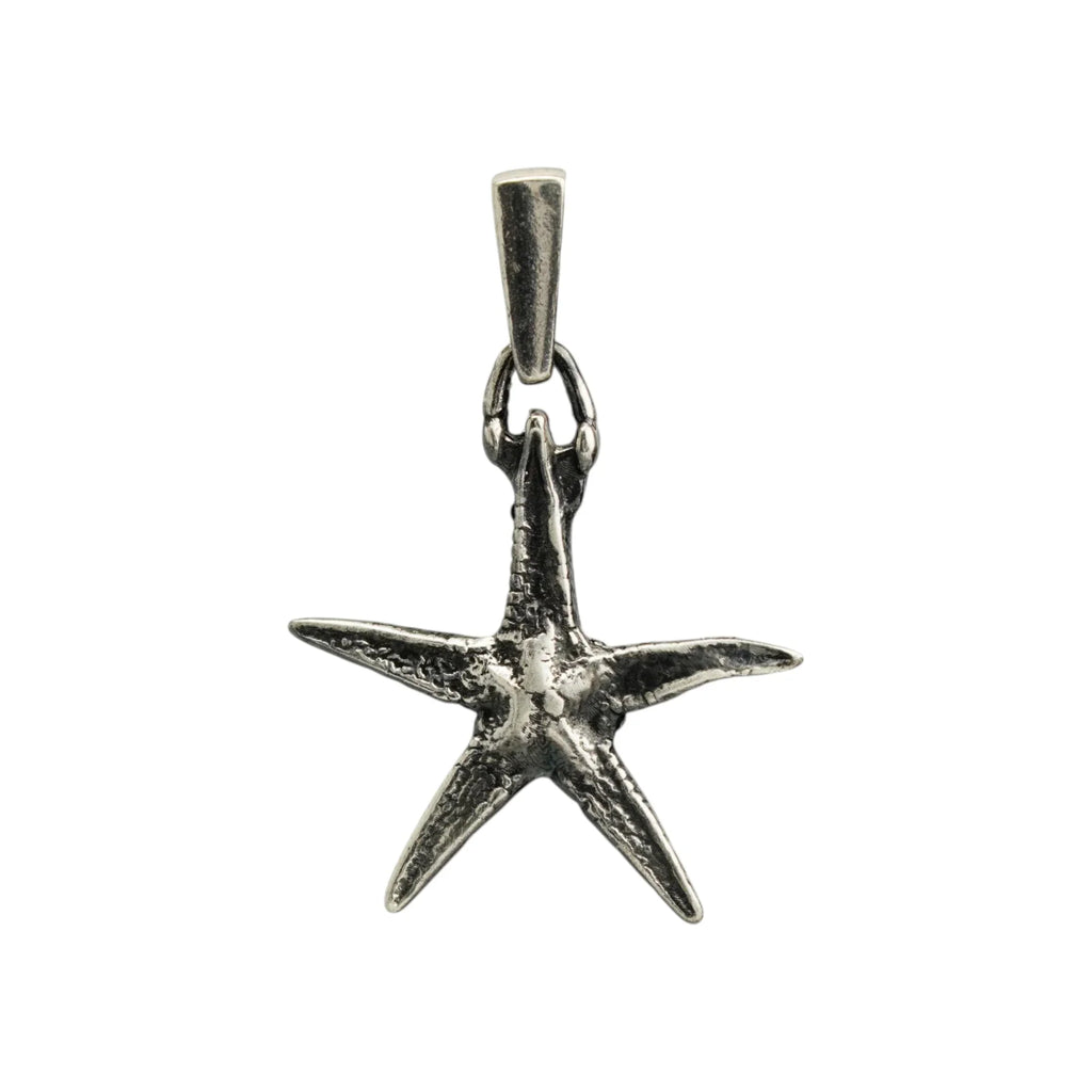 Pandantiv „Stea de mare” din argint 925 oxidat – talisman pentru noroc și seninătate, bijuterie sculpturală în stil boho și rustic | Art Diva