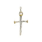 Pandantiv Cruce cu cuie din argint 925 cu accente placate în aur – talisman pentru credință și forță, realizat manual în stil rustic | Art Diva