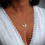 Pandantiv „Phoenix” din argint 925 cu accente aurii – talisman lustruit manual pentru renaștere, forță și nou început, bijuterie sculpturală în stil boho-rustic | Art Diva