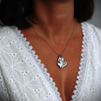 Pandantiv „Inimă dublă” din argint 925 – bijuterie sculpturală în stil boho și rustic | Art Diva