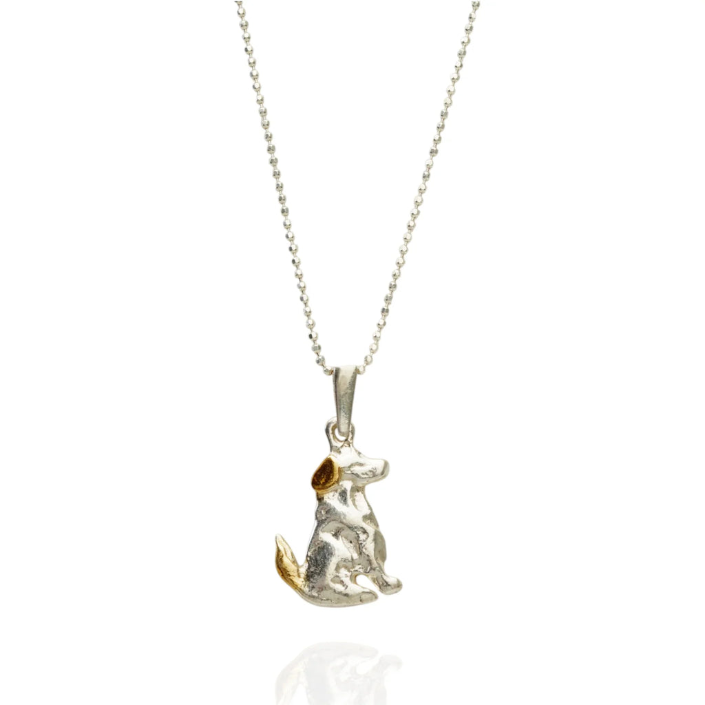 Pandantiv Câine din argint 925 cu accente aurii – talisman pentru loialitate, dragoste de animale și legătura cu prietenul tău necuvântător | Art Diva