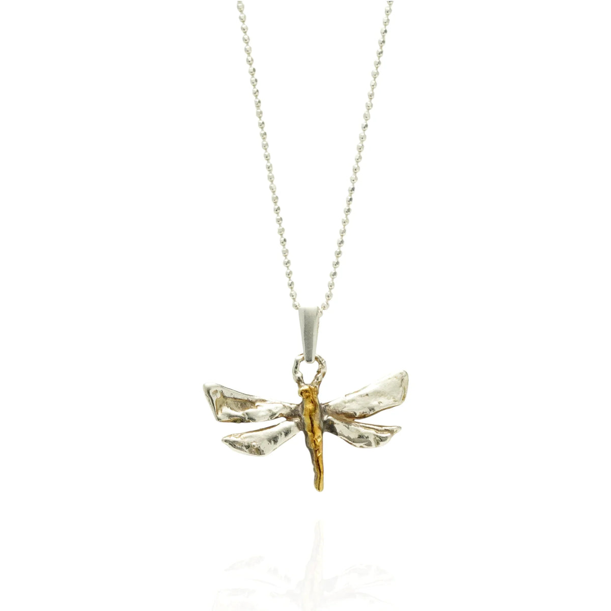 Pandantiv „Libelulă” din argint 925 cu accente aurii – talisman boho realizat manual pentru schimbare și creștere spirituală, bijuterie sculpturală și cadou pentru mamă, fiică sau prietenă | Art Diva