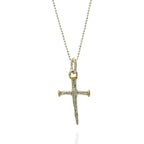Pandantiv Cruce cu cuie din argint 925 cu accente placate în aur – talisman pentru credință și forță, realizat manual în stil rustic | Art Diva
