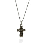 Pandantiv „Cruce cu floare” din argint 925 – talisman handmade pentru credință și speranță, bijuterie sculpturală în stil boho și rustic | Art Diva