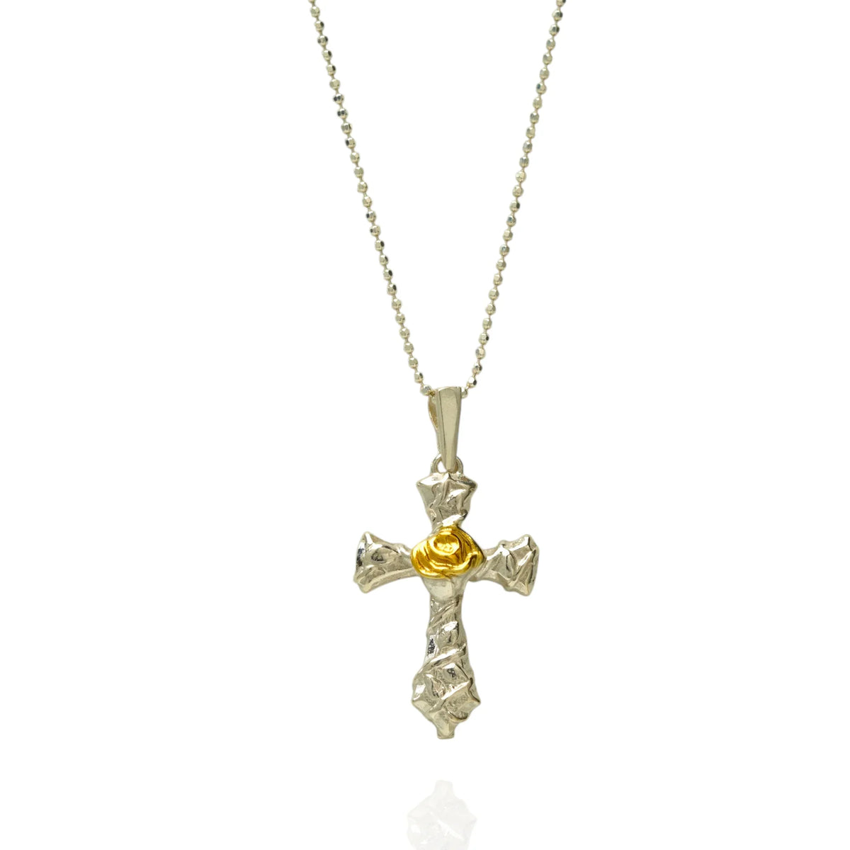 Pandantiv cruce cu trandafir pentru femei din argint 925 – design artistic | Art Diva