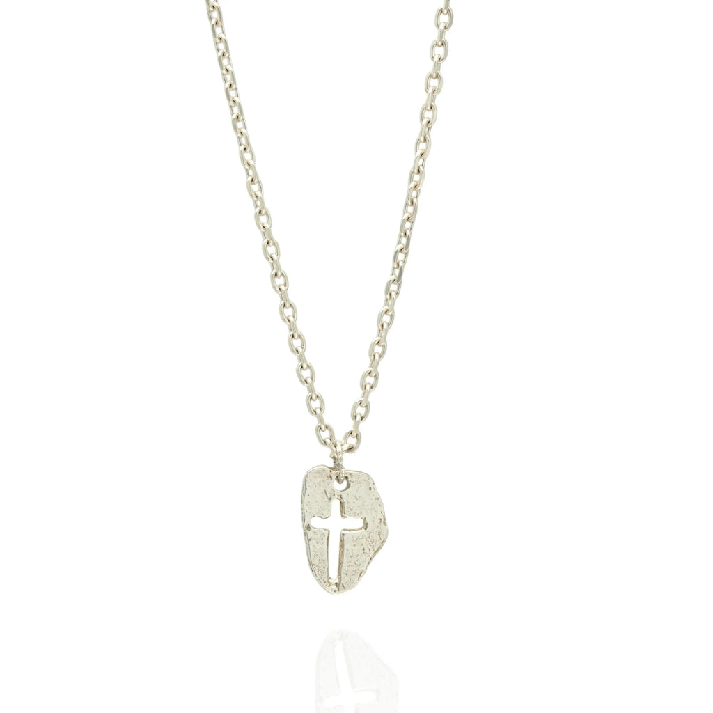 Pandantiv „Cruce masivă” pentru bărbați din argint 925, lustruit manual – talisman pentru forță, reziliență și protecție, bijuterie sculpturală în stil boho și rustic | Art Diva
