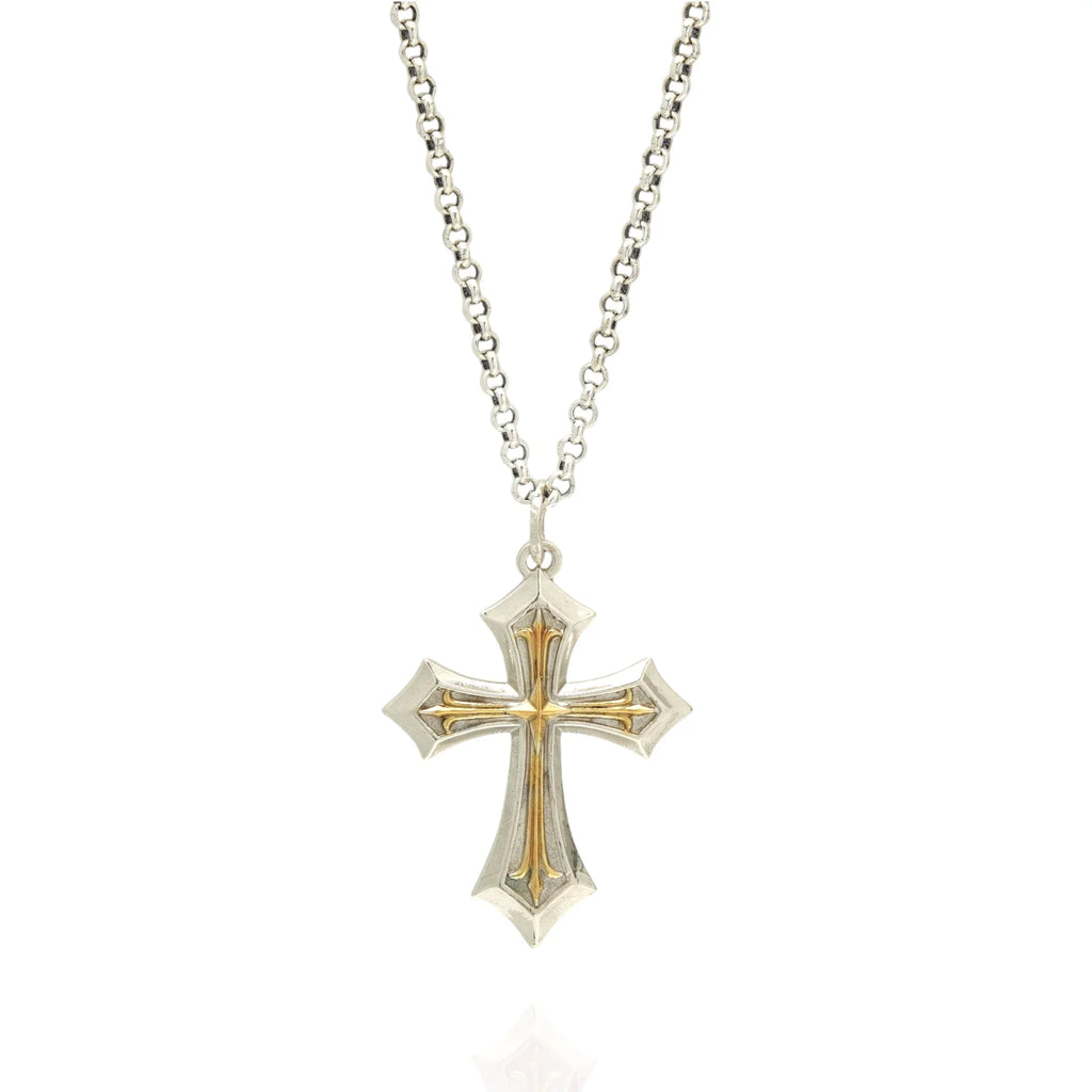 Pandantiv „Crucea Regală” pentru bărbați din argint 925 – mare și masiv, simbol ornamental al forței și al protecției spirituale | Art Diva