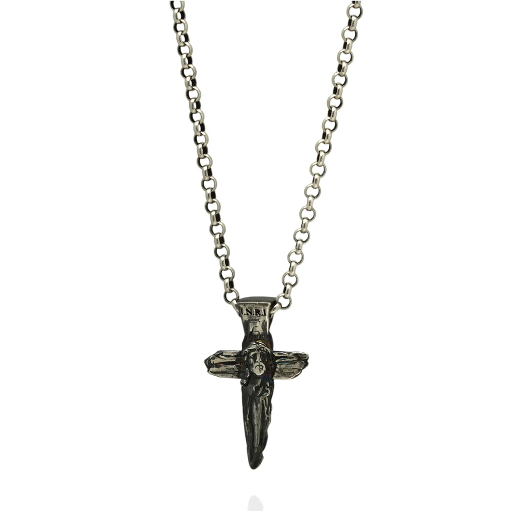 Cruce cu Isus Hristos din argint sterling 925 – pandantiv religios realizat manual, simbol al credinței și al protecției | Art Diva