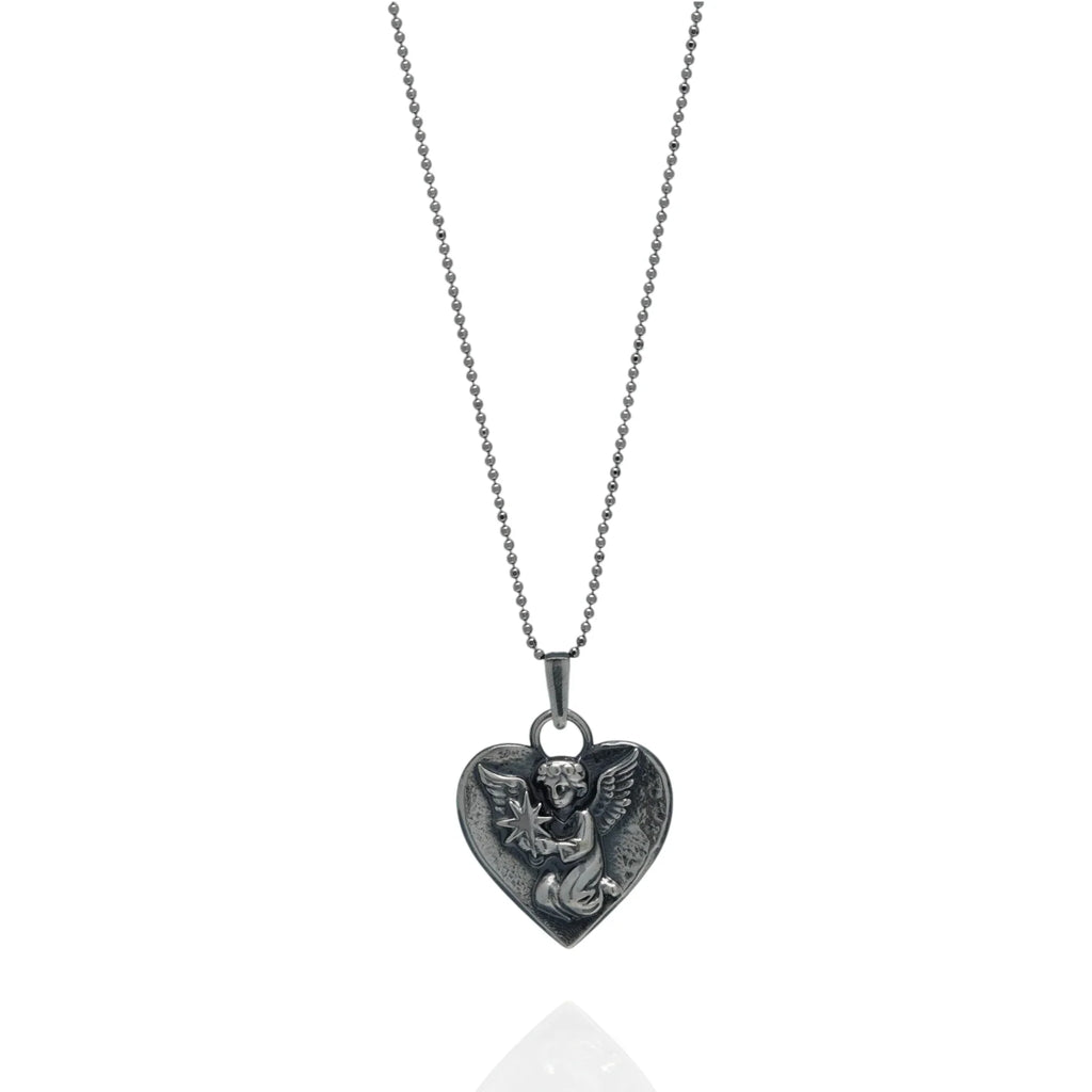 Pandantiv „Înger Ceresc cu Stea” din argint 925 – talisman handmade pentru iubire, amintire și protecție, bijuterie sculpturală în stil boho și rustic | Art Diva