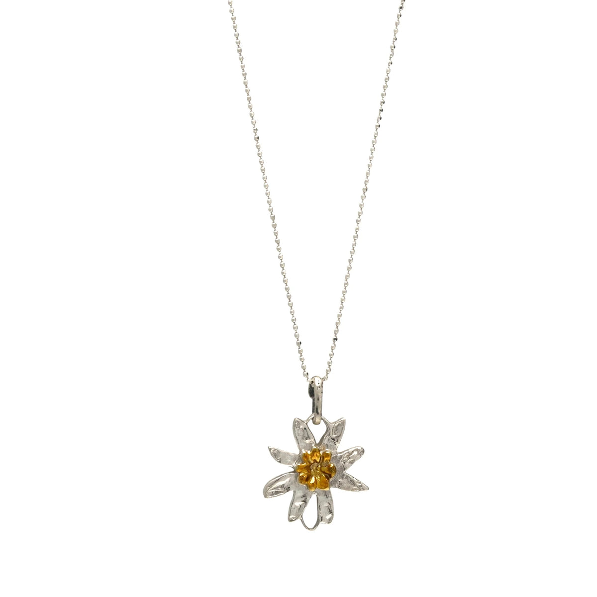 Element „Floare de colț” din argint 925 cu accente aurii – talisman boho realizat manual pentru armonie, bijuterie sculpturală și cadou pentru mamă, fiică sau prietenă | Art Diva