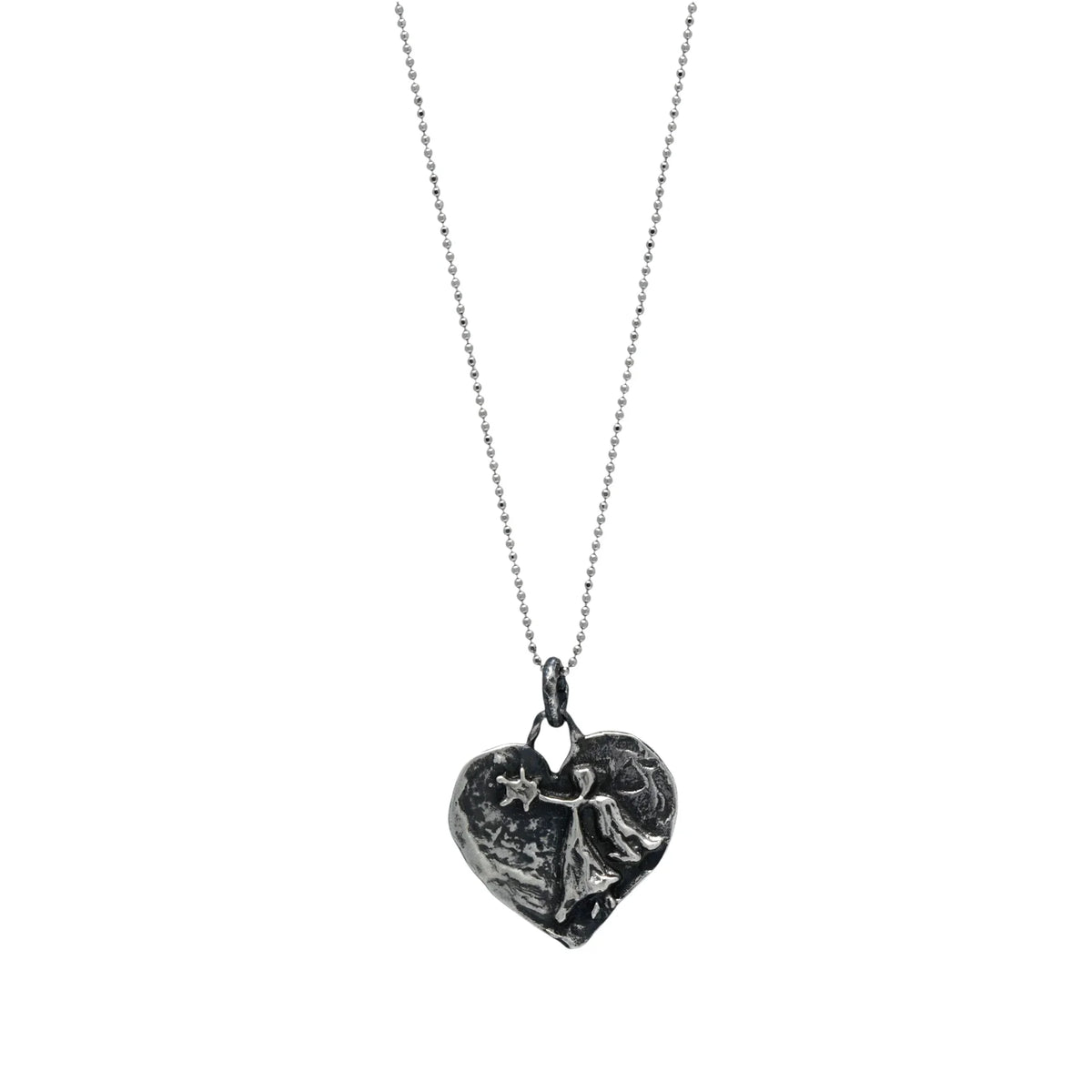 Pandantiv Inimă cu Înger Păzitor și Stea din argint 925 – talisman pentru protecție, iubire și credință, realizat manual în stil boho | Art Diva