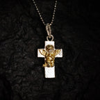 Pandantiv rugăciunea îngerului din argint 925 cu accente aurii – talisman de credință și protecție, stil boho, Art Diva