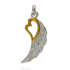 Pandantiv „Aripă cu Inimă” din argint 925 cu accente aurii – talisman al iubirii și al protecției, bijuterie sculpturală în stil boho | Art Diva