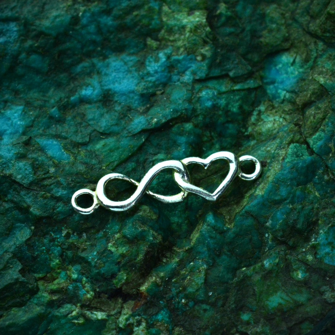 Element de brățară „Inimă și Infinit” din argint 925 – element de legătură minimalist, realizat manual | Art Diva