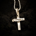 Pandantiv cruce minimalistă din argint 925 lustruit manual, talisman simbolic handmade unisex, Art Diva