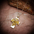 Pandantiv înger și cruce din argint 925 parțial placat în aur, talisman handmade de iubire și protecție pentru femei, Art Diva